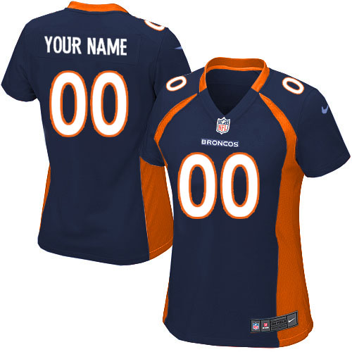 Nike Denver Broncos Customized Navy Blue Stitched Women's NFL Jersey